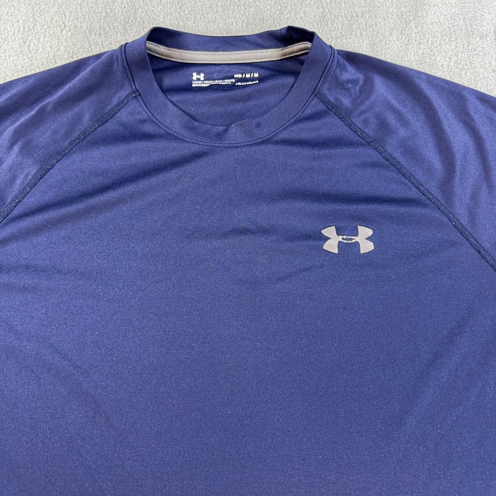 Under Armour Mens HeatGear Loose Fit Short Sleeve Training Shirt Navy Blue MD